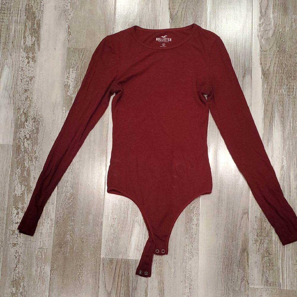 Hollister Maroon Long Sleeve Bodysuit